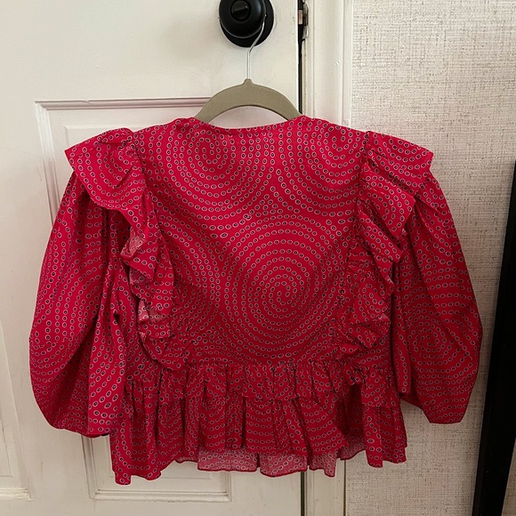 RHODE Blouse Elodie Printed Ruffle Crop Top - Picture 4 of 5